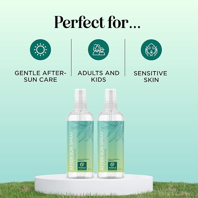Soothing Aloe After Sun Spray - Rehydrating Aloe Spray for Sunburn Relief for Cooling After Sun Care with Vitamin E Hyaluronic Acid & Cucumber Extract - Cruelty Free & Dermatologist Tested (2 Pack)