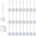 Roshtia 24 Sets Toilet Brush and Holder Set for Bathroom Toilet Bowl Brush Scrubber with Caddy for Deep Cleaning, 14.57 Height (White)