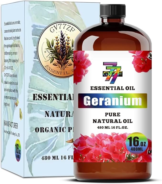 Geranium Essential Oil (16 oz / 480 ml) – Geranium Oils for diffusers, humidifiers, Home Baths, Cleaning Products, Yoga, DIY Soaps and DIY Scented Candles