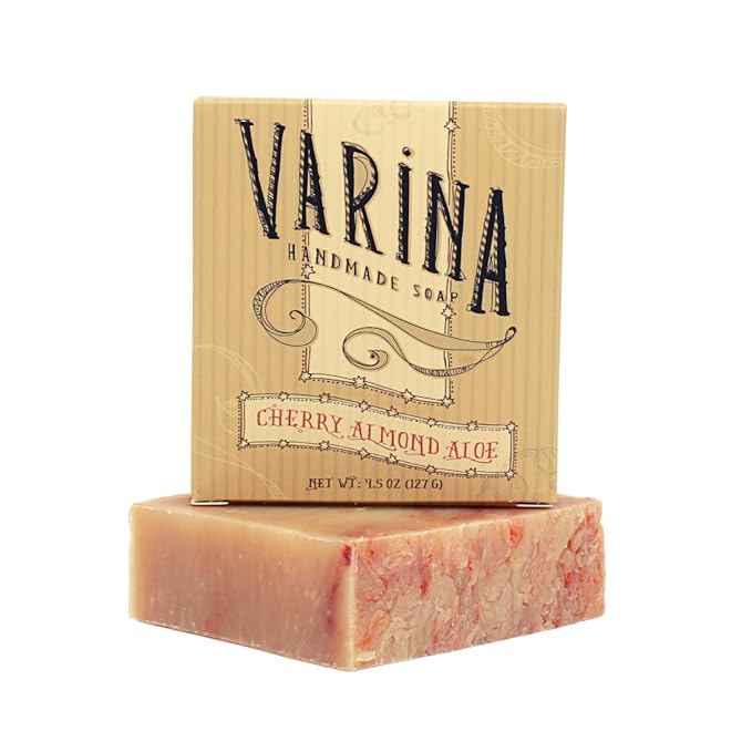 Natural Cherry Almond Aloe Bar Soap - Gentle Cleansing for Sensitive Skin, Spicy - 3 Pack - Experience Healthy and Glowing Skin