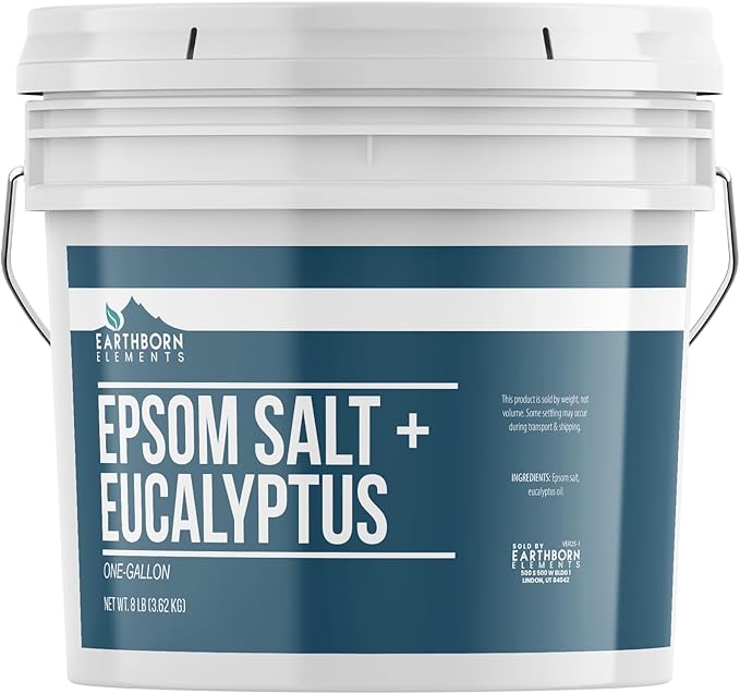 Earthborn Elements Eucalyptus Epsom Salt (1 Gallon), Pure & Undiluted, Soothing Aroma
