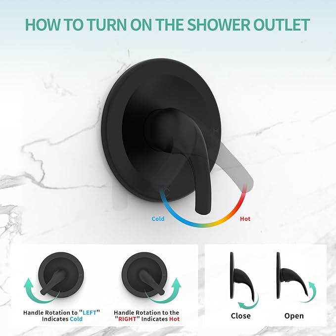 SR SUN RISE Shower System with Tub Spout, 35-Function Dual 2-in-1 Tub and Shower Faucet Combo Set, Single-Handle Tub and Shower Trim Kit, Patented 3-Way Diverter Matte Black(Valve Included)