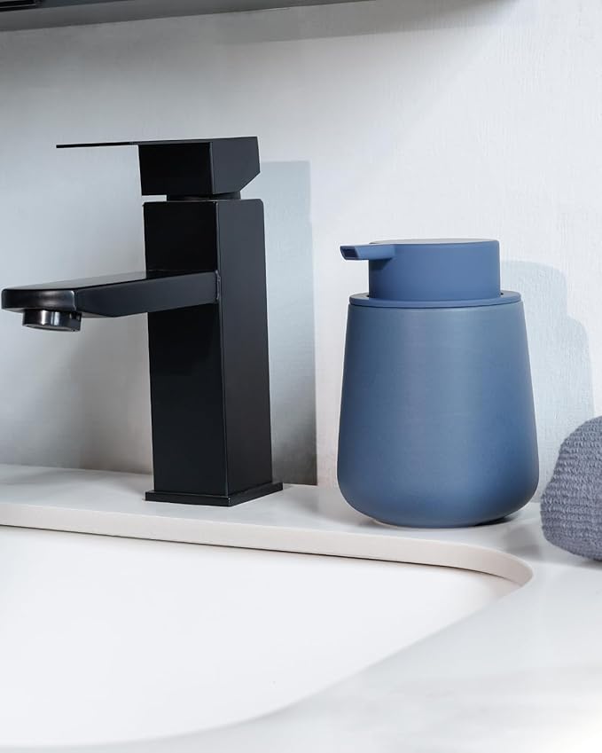 Bosilunlife Ceramic Foaming Soap Dispenser - 12oz Nave Blue Foam Hand Wash Dispenser Bathroom Countertop Soap Dispensers Kitchen Dish Soap Pump Dispenser Liquid Soap Dispenser for Bathroom