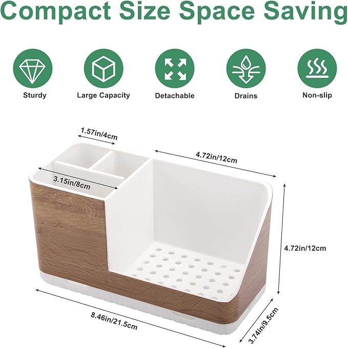 Toothbrush Holders for Bathrooms Countertop Organizer and Storage, Kids Electric Toothbrush and Toothpaste Holder, Bathroom Accessories Vanity Organizer (Wood Grain)