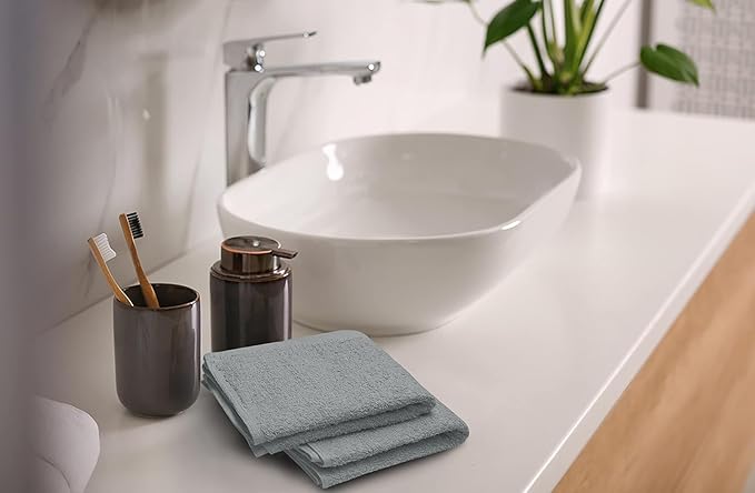 Softolle 100% Cotton Washcloths 60 Pack (12x12 Inches) Soft, Highly Absorbent Washcloth, Face Towels, Wash Cloths for Face, Ring Spun, Bulk Pack (Silver Grey)