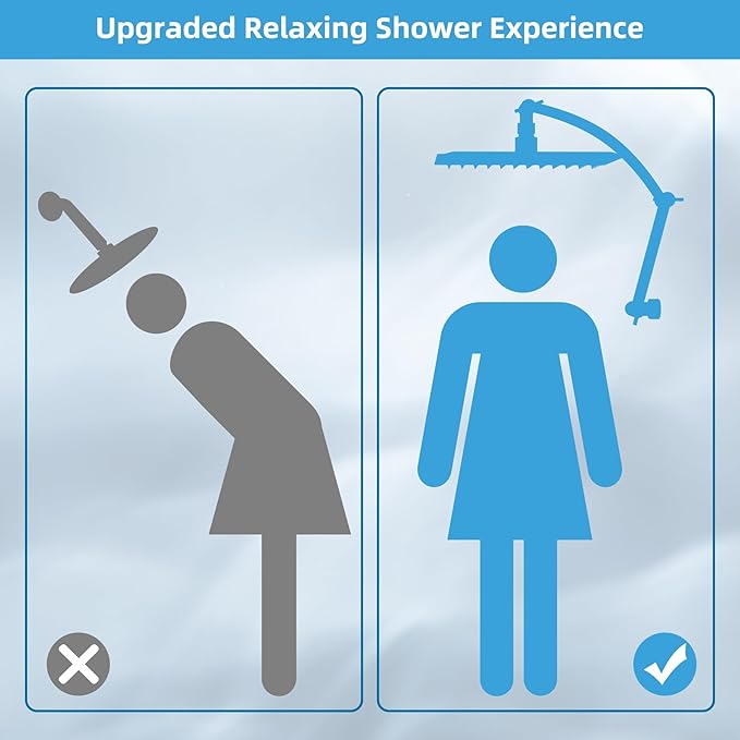 Hibbent All Metal cUPC Certified Rain Shower Head, 10'' High Pressure Rainfall Showerhead with 16" Shower Head Extension Arm, Brass Adjustable Shower Arm Extender, fixed Showerheads, Oil Rubbed Bronze