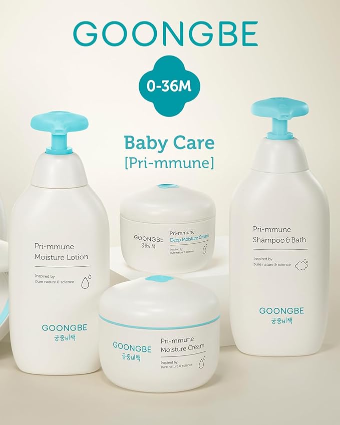 GOONGBE Pri-mmune Shampoo & Bath - Korean Baby Wash - Hypoallergenic Head to Toe Cleanser - Paraben-Free Formula For Sensitive Hair & Skin, 11.8 fl.oz.
