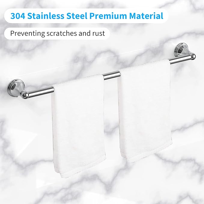 Newfun 8-Pieces Polished Chrome Bathroom Accessories Set, 24 Inch Bath Towel Bar Set, SUS 304 Stainless Steel Bathroom Hardware Set, Towel Racks for Bathroom Wall Mounted