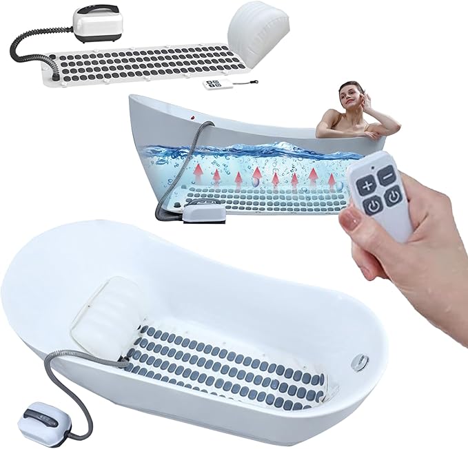 Wavemat Bathtub Massage Cushion,6-Speed Bubbles Wave Mat for Tub,Home Spa Bubble Bath Massager with Inflatable Pillow