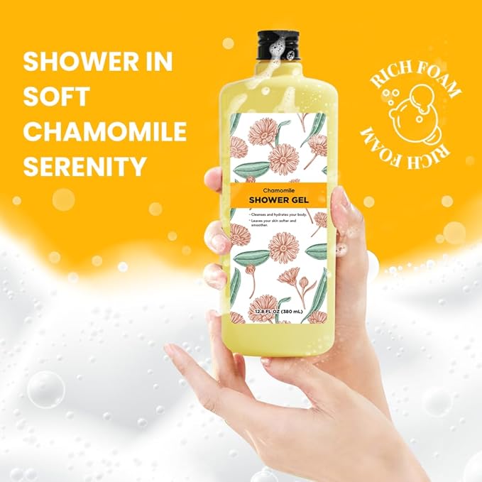 Bubble Bath for Women, Chamomile Shower Gel Gifts Set, Mother's Day Gifts for Mom, 51.2 fl oz (Pack of 4)