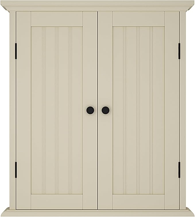 ChooChoo Bathroom Wall Cabinet, Over The Toilet Space Saver Storage Cabinet, Medicine Cabinet with 2 Door and Adjustable Shelves, Cupboard, Cream Yellow