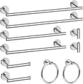 Cilee 10 Piece Chrome Bathroom Hardware Set,2 Pack 5 Piece Bathroom Accessories Set Include 24 inch,16 inch Toilet Paper Holder, Towel bar,Towel Ring,Towel Hook,Stainless Steel Wall Mounted