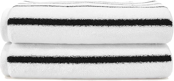 Italic Ultraplush 100% Australian Cotton Washcloths - Set of 2 Luxury Plush Face Wash Cloths, Soft & Absorbent 800 GSM Washcloth for Bathroom & Spa, Resort Grade, Striped (White & Blue)