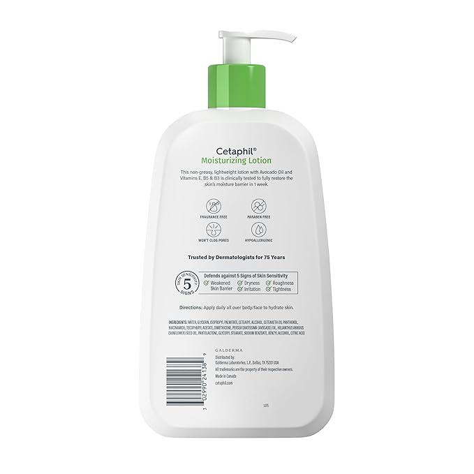 Cetaphil Face & Body Moisturizer, Hydrating Moisturizing Lotion for All Skin Types, Suitable for Sensitive Skin, NEW 20 oz, Fragrance Free, Hypoallergenic, Non-Comedogenic