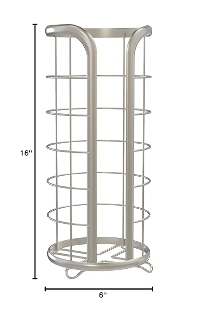 BROOKSTONE, Nickel Toilet Paper Holder, Freestanding Bathroom Tissue Organizer, Minimalistic Storage Solution, Modern & Stylish Design [Holds MEGA Rolls]