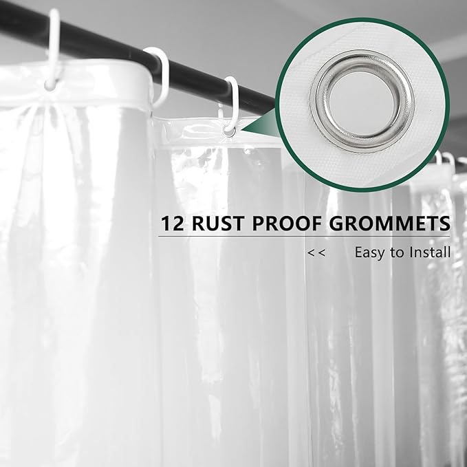 AooHome Thin Clear Shower Curtain Liner, Premium Light Weight EVA 4G Plastic Bathroom Shower Liner with Rustproof Metal Grommets and Bottom Magnets, 54x72 inch (No Hooks)