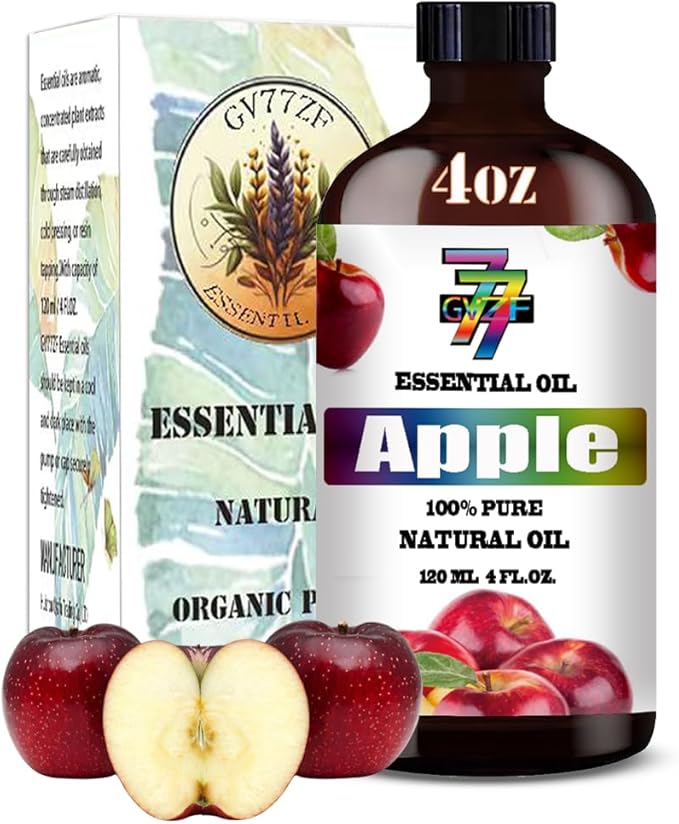 Apple Essential Oil (4 oz/120 ml) — Apple Oils for Aromatherapy, diffusers, humidifiers, Home fragrances, DIY Skincare, soap Making, DIY Candle Making, Relaxation, Yoga, and Meditation