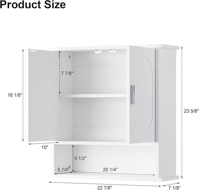 Medicine Cabinet for Bathroom,2 Doors White Bathroom Wall Cabinet with Oval,Over Toilet Storage Cabinet for Laundry Room/Kitchen/Living Room,Surface Mount Medicine Cabinets 23x24