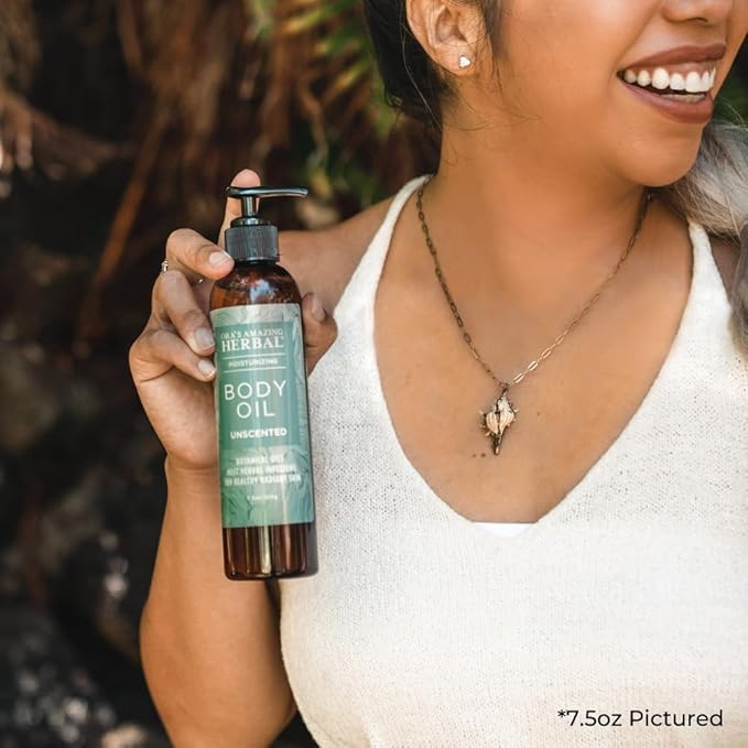 Unscented Body Oil Travel Size With Pump, Fragrance Free Massage Oil, Moisturizing Body Oils for Men and Women, Grapeseed Oil for Skin, Jojoba & Apricot with Calendula,