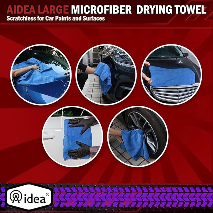 AIDEA Microfiber Towels for Cars-2PK, Large Professional Car Drying Towel, Scratch-Free & Absorbent Drying Towel for Cars, SUVs, RVs, Trucks, and Boats, 24inx 31in, Blue