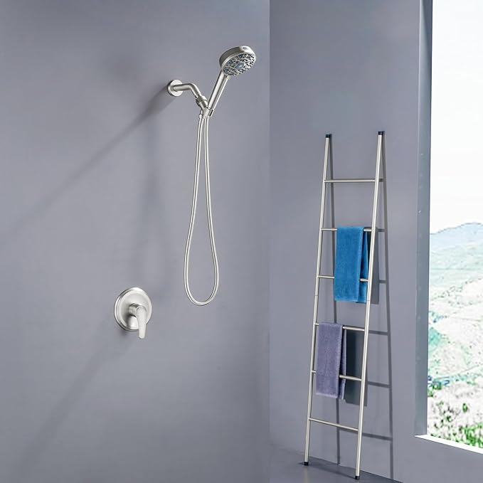Shower Faucet Set with 7 Functions Handheld Shower Head Filter Shower Combo Set Shower System Shower Trim Kit Brushed Nickel