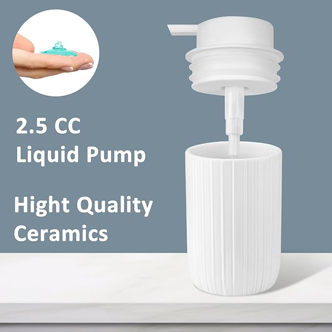 Soap Liquid Dispenser Ceramic with Easy-to-Press Pump Hand Liquid Dispenser (Can't Foam) for Shampoo Bathroom Countertop 13.5 oz