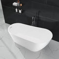 ‎59 Inch Acrylic Freestanding Bathtub, Bathtub with Matte Drain and Overflow, Modern Square Tub with Deep Ergonomic Design and Double-Walled Insulation, Double-Walled Insulation, cUPC Certified