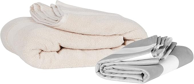 Dock & Bay Beach Towel - Quick Dry, Sand Free - Compact, Lightweight - 100% Recycled - Includes Bag - Cabana Light - Goa Grey - Extra Large (200x90cm, 78x35)