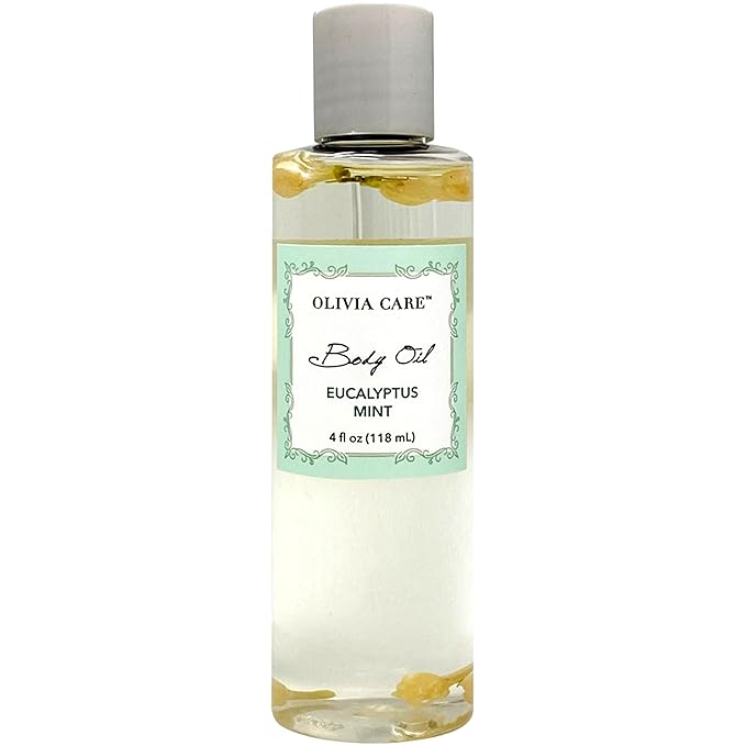 Olivia Care Body Oil Eucalyptus Mint Vegan & Natural | Hydrating & Moisturizing - Infused with VITAMIN E, K & Omega Fatty Acids - Refreshing Fragrance - (Eucalyptus Mint)