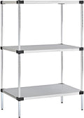 Omega Solid Stainless Steel Shelves, 18" Deep x 72" Wide x 34" High 3 Tier Heavy Duty Solid Shelving Unit for Kitchen Garage Office Restaurant Warehouse 800-lb Per Shelf Weight Capacity
