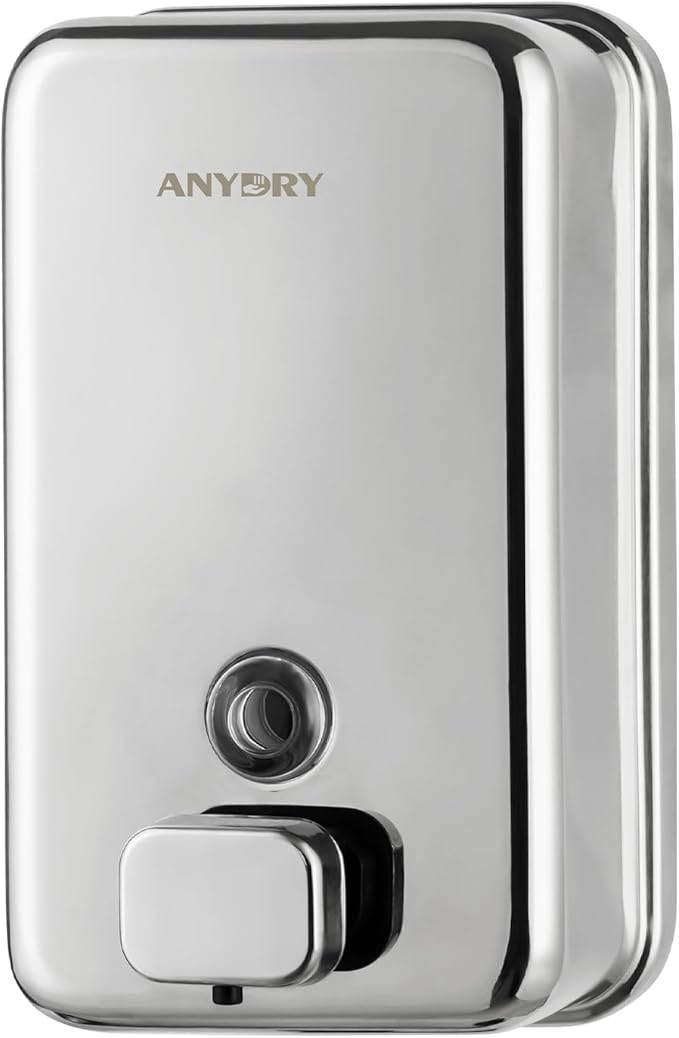 Commercial Wall Mounted Soap Dispenser 37oz 1100ml Large Capacity Polished Stainless Steel Manual Dispenser for High Traffic Restrooms