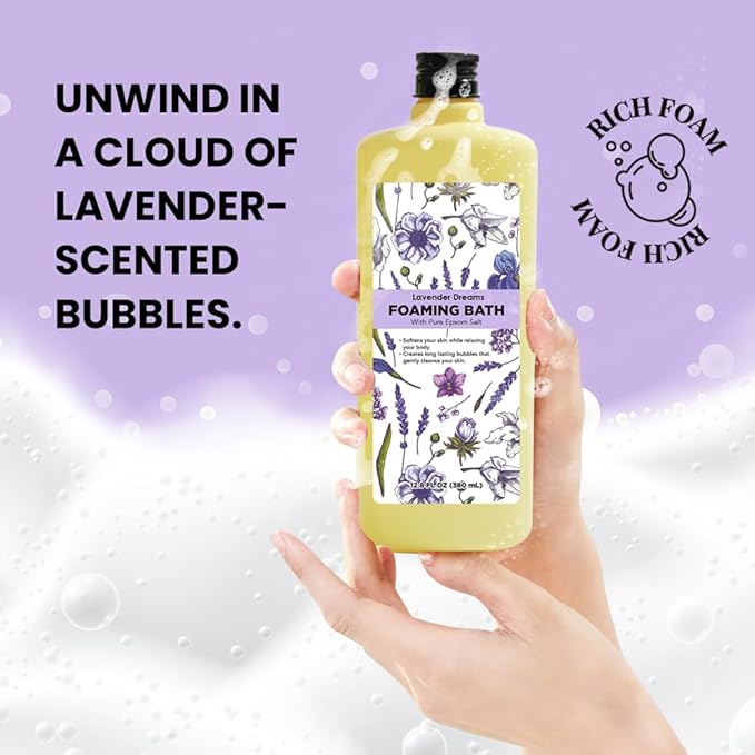 Bubble Bath for Women, Lavender Scented Bubble Bath Gifts Set, Foaming Bath Mother's Day Gifts for Mom, 51.2 fl oz (Pack of 4)