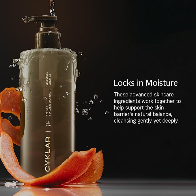 CYKLAR Sensorial Body Wash. Crescent Fragrance Hydrating Cleanser with Moisture Locking Multi-Oil Complex, Sodium PCA and Glycerin. Nourishing Shower Gel for Women and Men, 16.5 Fl Oz Luxury Bodywash