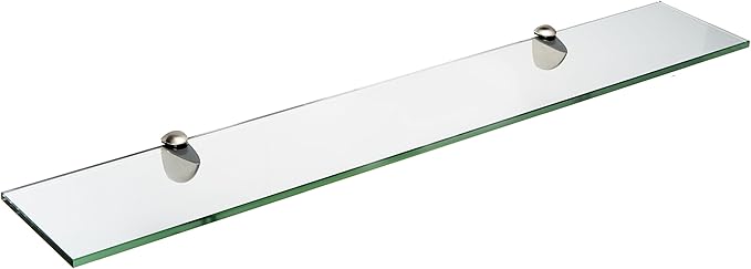 Spancraft Glass P-4.75x36-Brushed Steel Peacock Glass Shelf, Brushed Steel, 4.75" x 36"