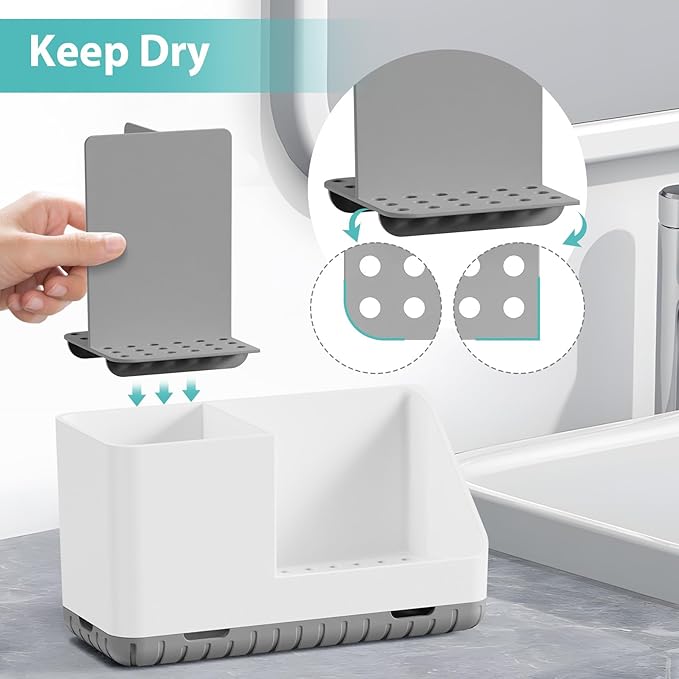 Toothbrush Holders for Bathrooms, Kids Electric Toothbrush and Toothpaste Holder with Drainage, Tooth Brush Holder for Bathroom Countertop Organizer (Grey)