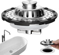 Universal Bathtub Drain Stopper Shower Drain Hair Catcher, Tub Stopper with Visible Top Strainer, Upgraded 3 in 1 Pop-up Drain Plug Fit for 1.5 to 2.4" Hole, Stainless Steel Filter Basket, Chrome