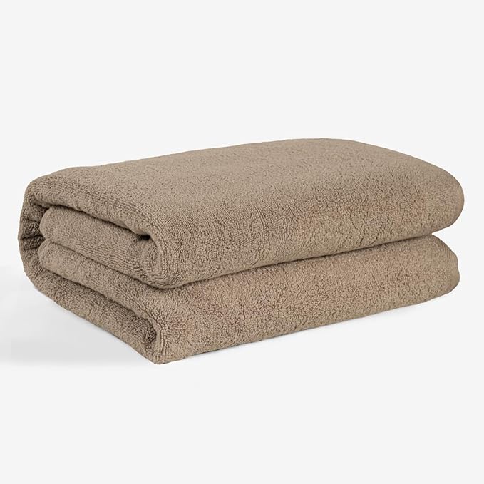 SALBAKOS 100% Turkish Cotton Towels (Taupe, Jumbo Bath Sheet)