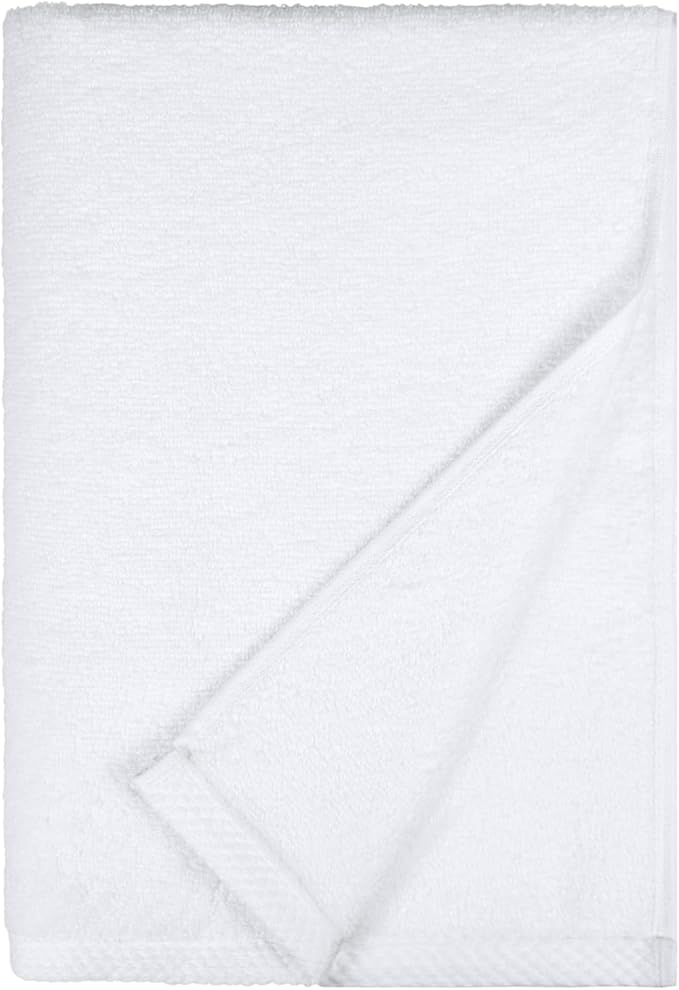 Amazon Basics 100% Cotton Soft Quick-Dry Bath Towel Set, 8-Piece, White, 10" x 7"