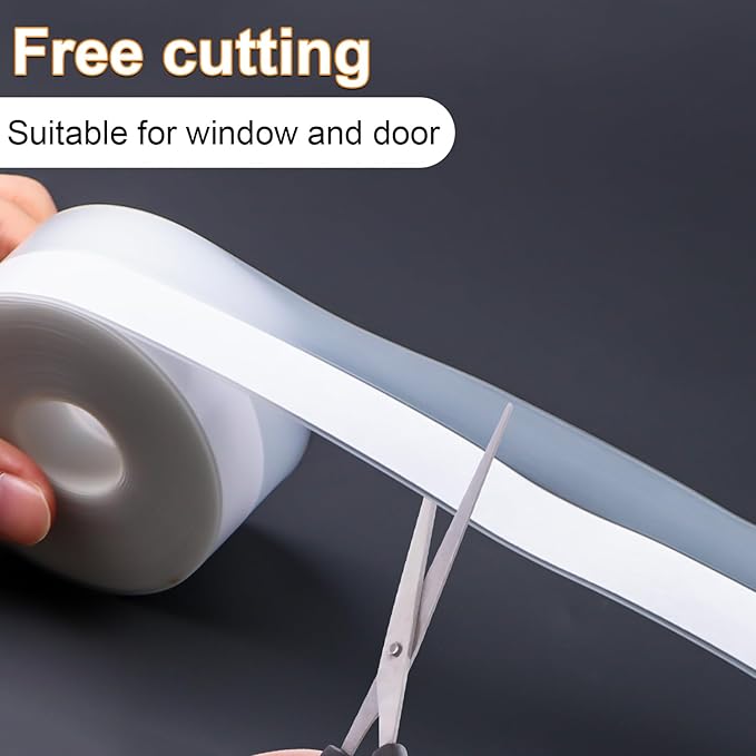 FOURGUN Silicone Weather Stripping Seal Door Tape 45 MM * 33FT Insulates Soundproofs Perfect for Door Frames Windows Bathroom Shower Glass Gaps Blocks Cold Air Rain