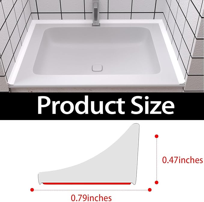 New Collapsible Shower Threshold Water Dam, Self Adhesive Silicone Waterproof Barrier Bathroom and Kitchen Water Strip Dam Shower Guard for Dry And Wet Separation Caulk Seal Strip Edge Trim(White)