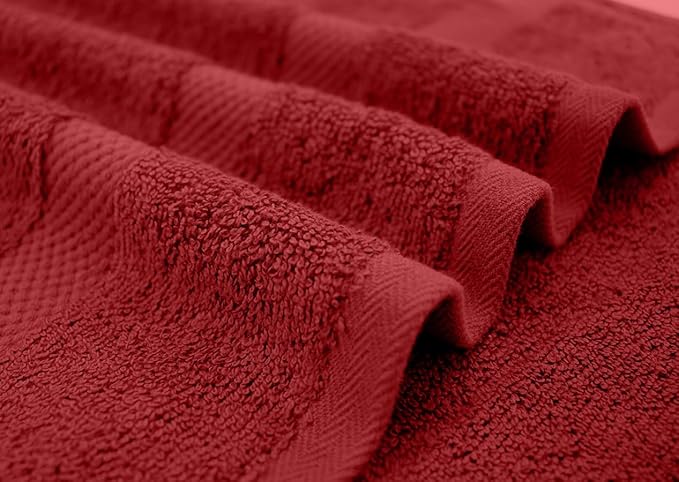DAN RIVER Bath Towels Set of 4, 27 x 54 Inches, 100% Cotton, Larger & Lighter Weight, Quicker to Dry, Super Soft and Absorbent, Ideal Absorbent Bath Towels for Daily Use, Red