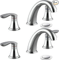 Bathroom Sink Faucet, Faucet for Bathroom Sink, Widespread Chrome Bathroom Faucet 3 Hole with Stainless Steel Pop Up Drain and cUPC Lead-Free Hose - (Chrome 2 Packs)
