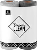 Fantasticlean Microfiber Cleaning Cloth Roll -60 Pack, Tear Away Microfiber Towels, 12" x 12", Reusable, Washable, Scratch Free, Ultra Absorbent for Car, Home Supplies (Grey & DimGrey)