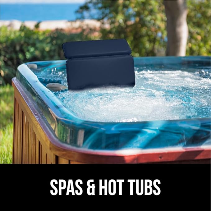 GORILLA GRIP Bath Pillow for Tub, Improved Suction Cups, Luxury Bathtub Pillows, Headrest for Neck and Back Support, Relaxing Home Spa, Hot Tubs and Bathroom Essentials, Gifts for Women, 2 Panel Navy