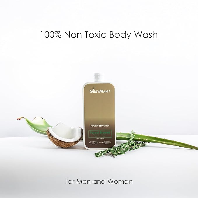 GirlyMan Natural Body Wash - Made with Olive Oil & Aloe Extract, No Artificial Fragrance, PH Balanced, Gentle Formula, Nourishing Ingredients, Family Owned (Rosemary Tea Tree)