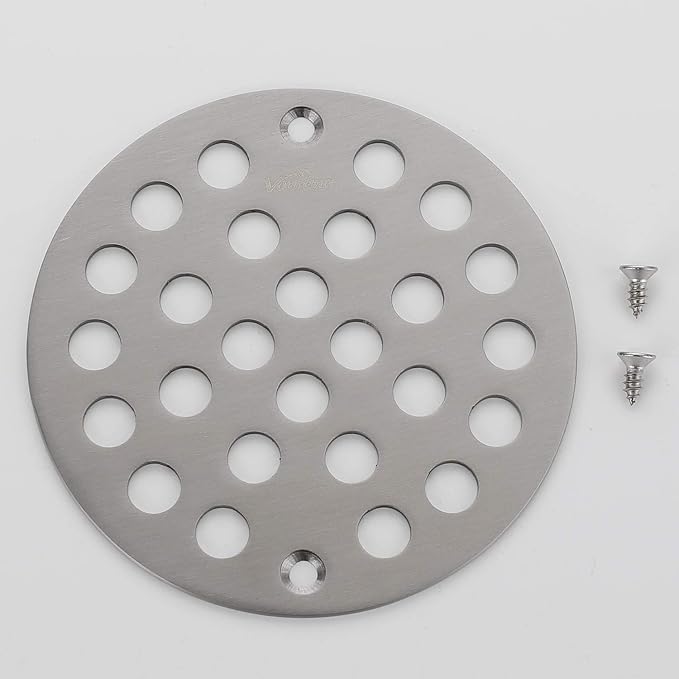 4-Inch Screw-in Shower Drainer Cover Replacement Floor Strainer Floor Drain Brushed Nickel