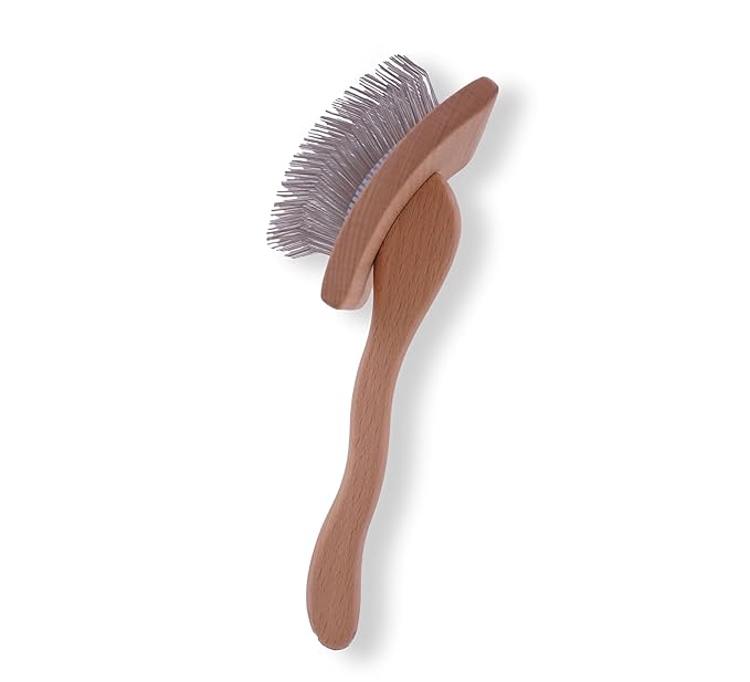 Big slicker brush for large dogs - Dog Brush for Shedding & Long Hair Cats Tool: Thick Coat Daily Care Painless Mat Remover Trusted by Pet Owners" (natural wood color)
