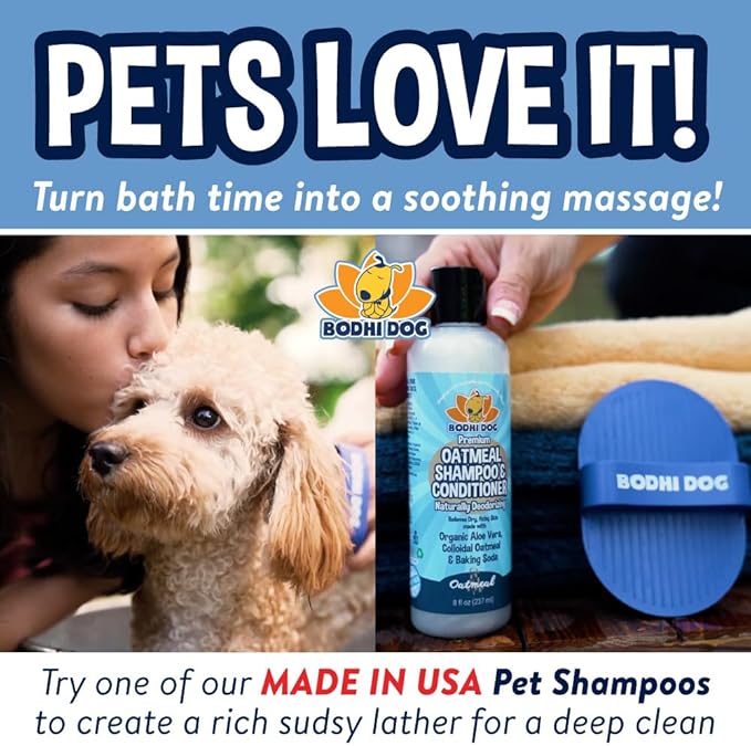 Bodhi Dog Shampoo Brush - Pet Grooming & Bath Supplies for Dogs and Cats - Bath Brush for Long & Short Hair - Premium Scrubber for Shower, Bathing & Massage (One Pack, Blue)