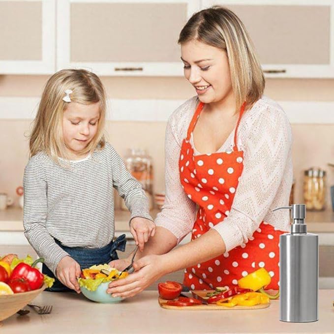 ARKTEK Large Stainless Steel Countertop Soap Dispenser - Rust and Leak Proof Liquid Hand Soap Pump Bottle for Kitchen, Bathroom and Countertop Hand Dish Lotion (20 Oz / 600 ml)
