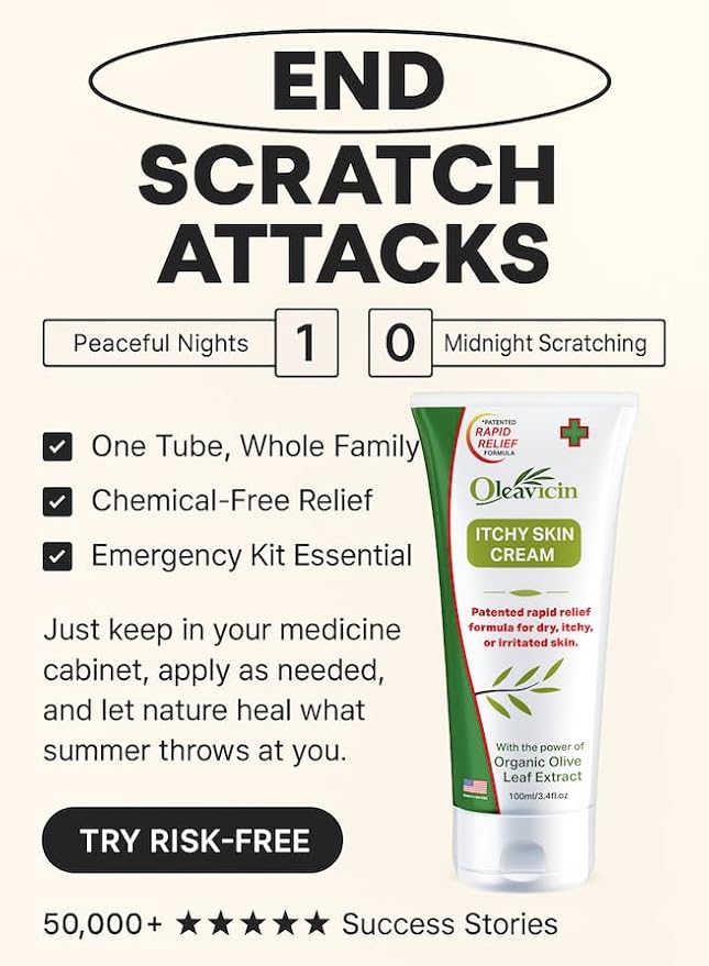 Oleavicin Extra Strength Anti-Itch Cream (3 Pack) for Dry, Itchy Skin Relief – Natural Fungal & Rash Treatment with Olive Leaf Extract – Fast-Acting, Long-Lasting Itch Relief